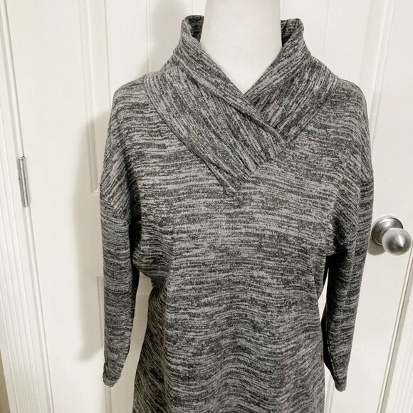 PAPA Heathered charcoal light grey cowl turtleneck top NWT MEDIUM LARGE sweater - Picture 3 of 14